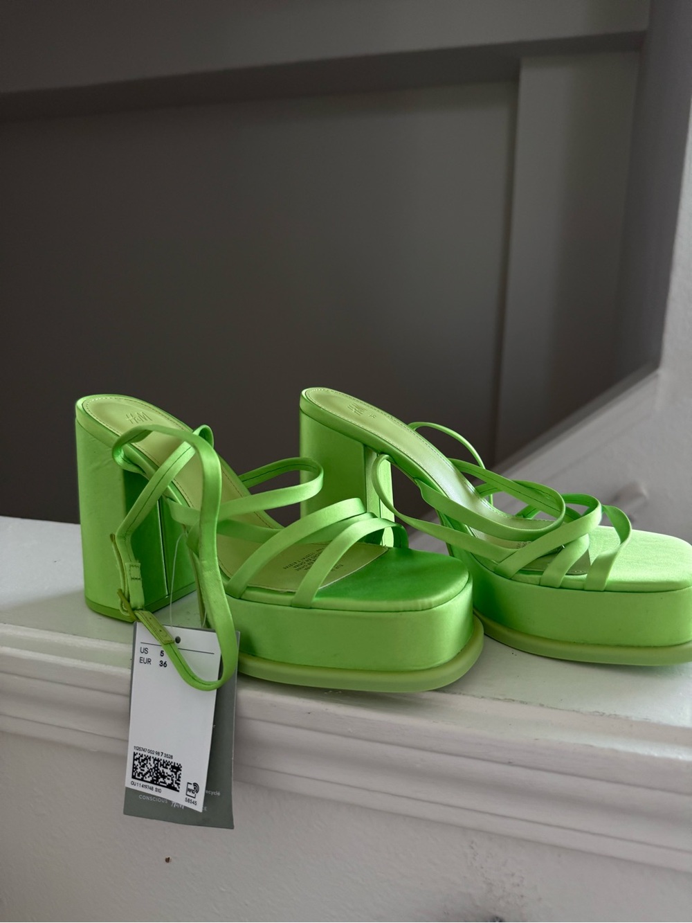 H&M Lime Green Platform Strappy Heels